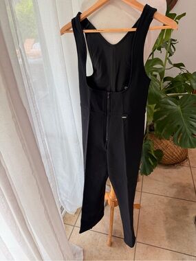 Vintage Fera Ski Bib Pants Womens 6R Black Stretch Stirrup Y2K Après Ski